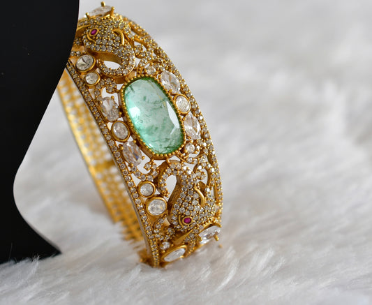 Antique gold tone cz moissanite sea green elephant kada dj-51771