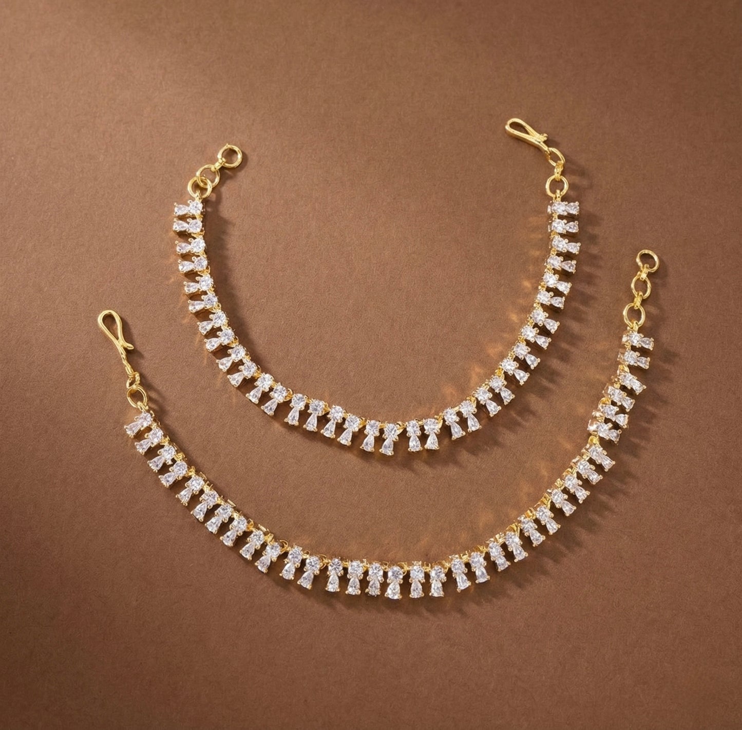 Two tone cz white stone ear side chain dj-51361