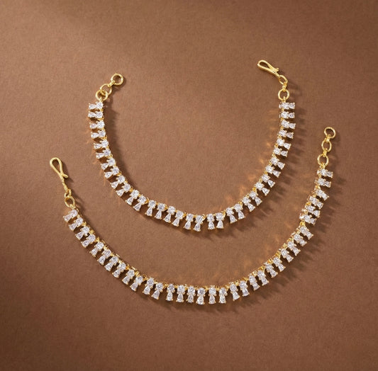 Two tone cz white stone ear side chain dj-51361