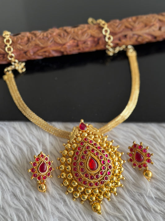 Antique gold tone Kemp Peacock Necklace Set dj-51109