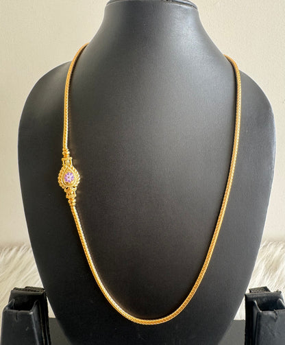 Gold tone 22 inches pink-purple meenakari reversible mugappu chain dj-51267