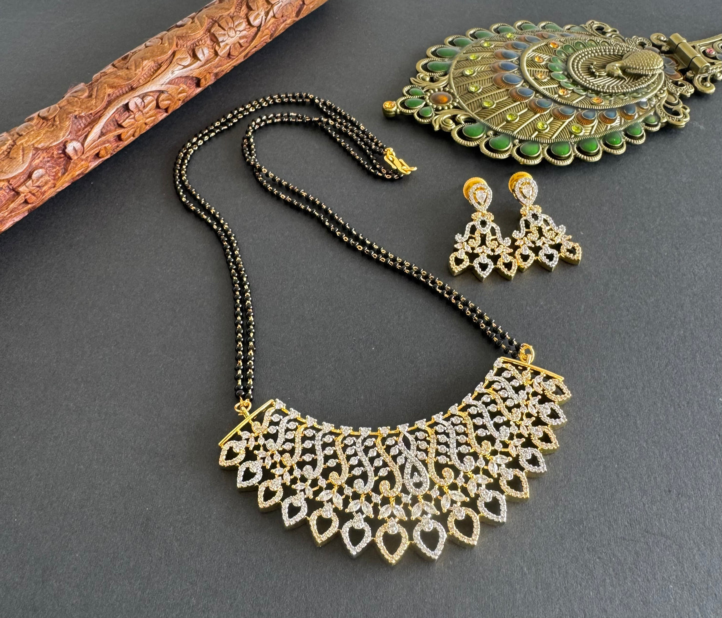 Two tone cz white stone 18 inches mangalsutra set dj-52062