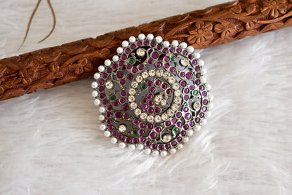 Black finish precious kemp-green peacock flower rakodi(hair jewel) dj-51767