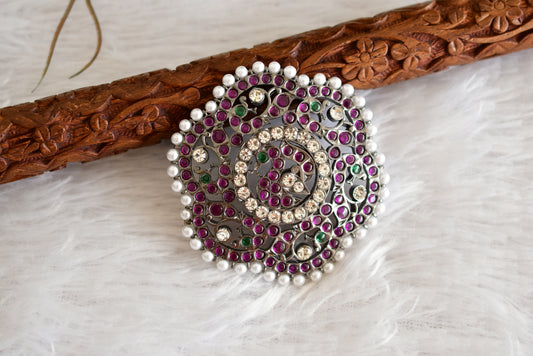 Black finish precious kemp-green peacock flower rakodi(hair jewel) dj-51767