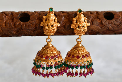 Matte finish ruby-green Lakshmi jhumkka dj-52159