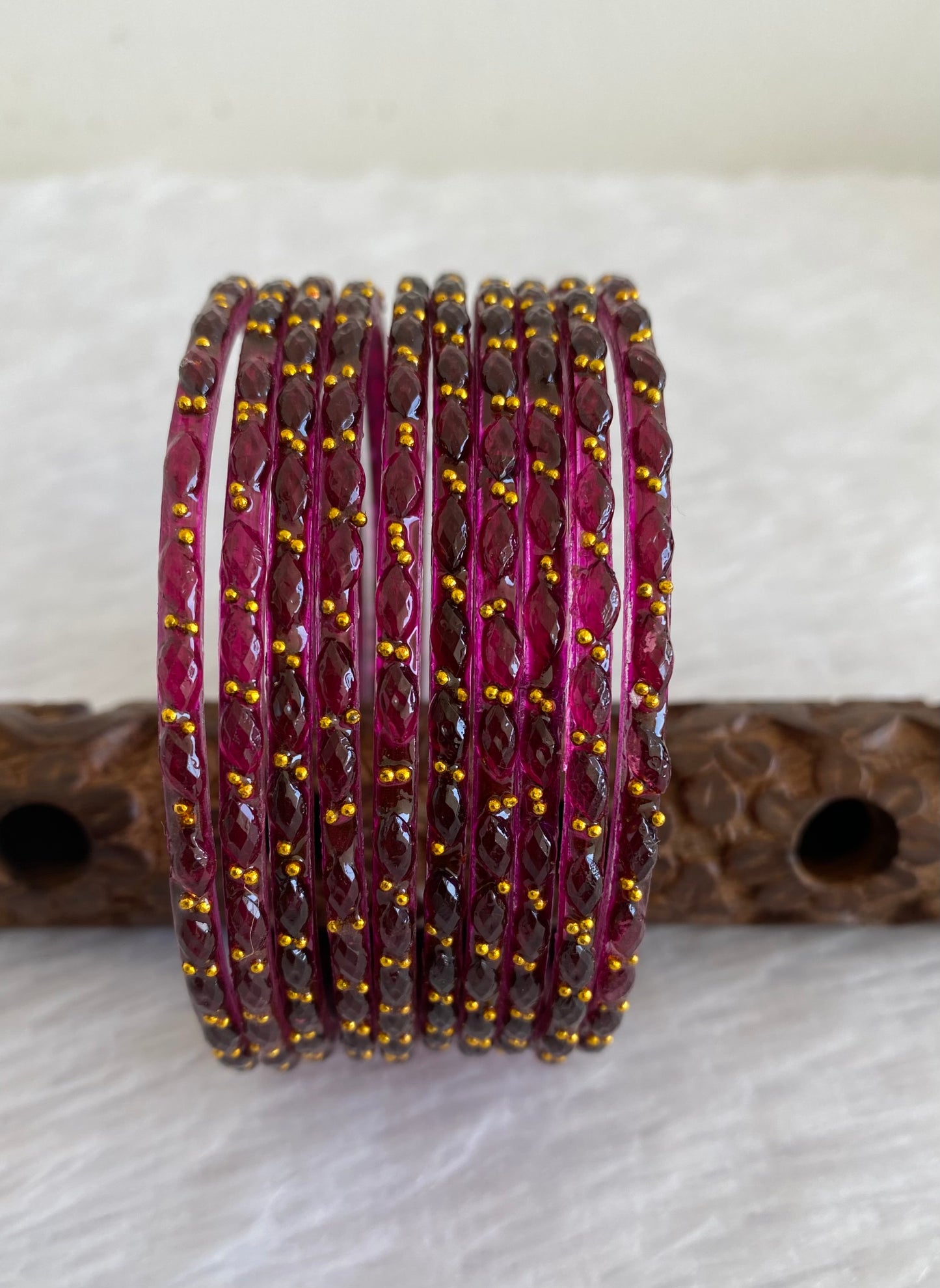 Set of 10 dark purple glass bangles(2.10) dj-52846