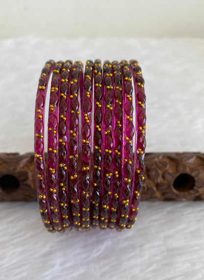 Set of 10 dark purple glass bangles(2.10) dj-52846
