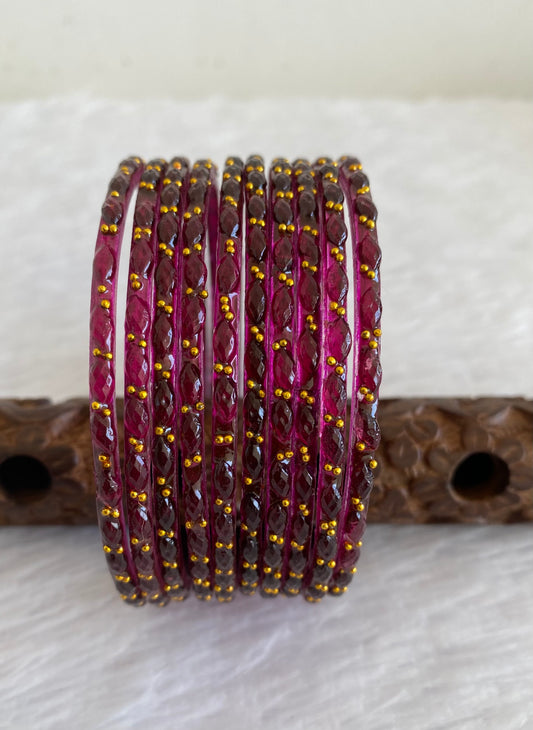 Set of 10 dark purple glass bangles(2.10) dj-52846