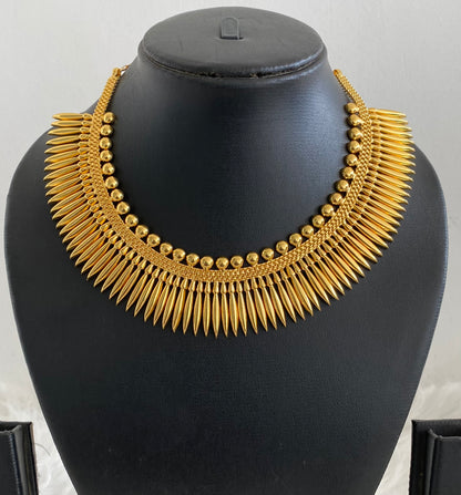 Gold tone kerala style mulla mottu necklace dj-54529