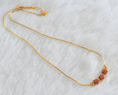 Gold tone ruby flower necklace dj-53102