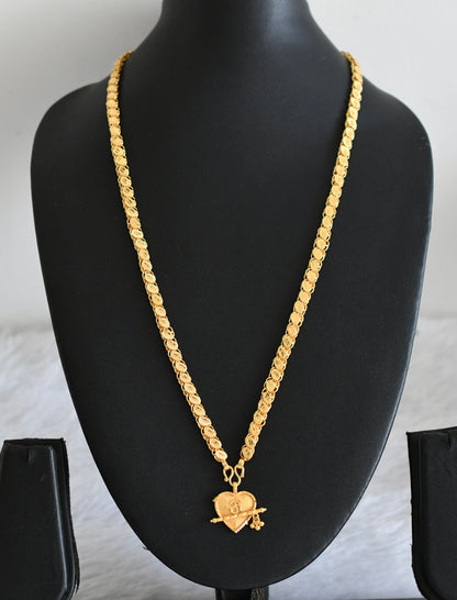 Gold tone chian with heart om pendant dj-53100
