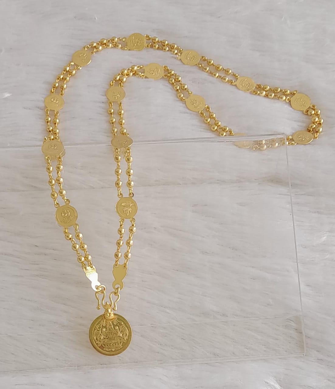 Gold plated coin chain with coin pendant dj-34583