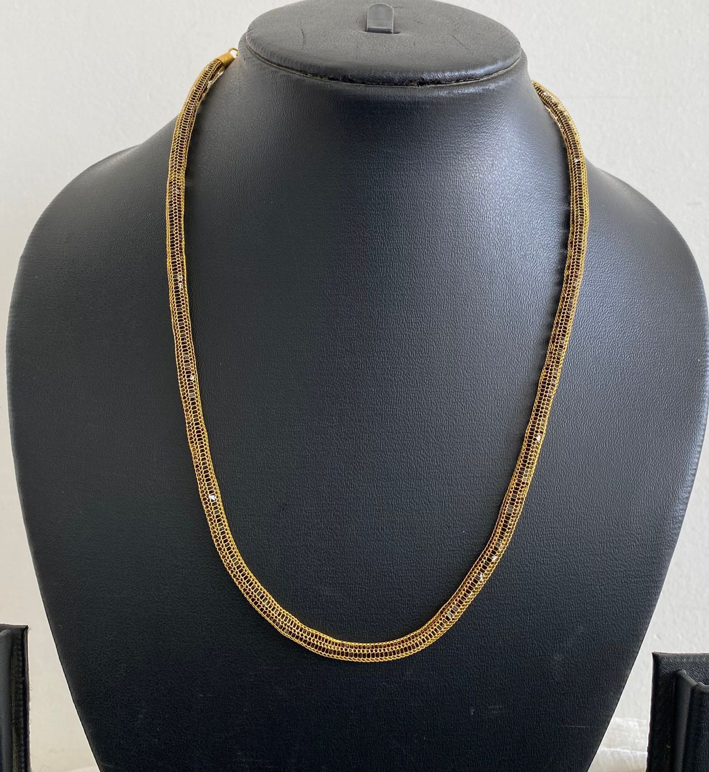 Gold tone black cz stone chain dj-44972