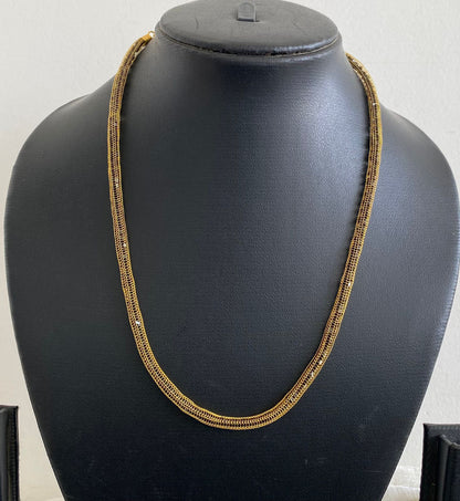 Gold tone black cz stone chain dj-44972