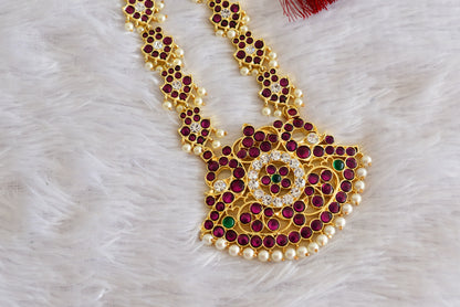 Gold tone precious kemp-green-white pearl peacock haar dj-52263