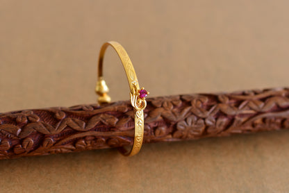 Gold tone ruby peacock openable kada/bangle(2.4) Dj-51667