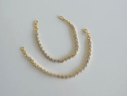 Two tone cz white stone ear side chain dj-51362