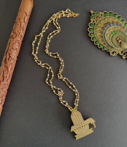 Gold tone 24 inches chain with AD shiva lingam pendant dj-52224