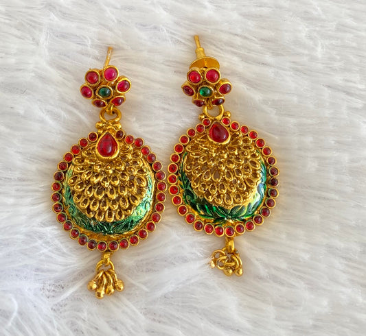 Antique gold tone kemp-green stone earrings dj-52994