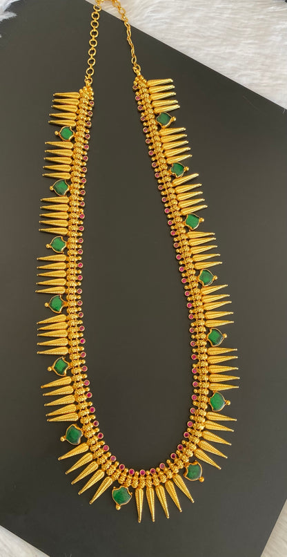 Gold tone pink-green palakka mulla mottu haar dj-53174