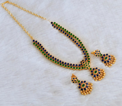 Matte finish blue-green double layer attigai/necklace set dj-53179