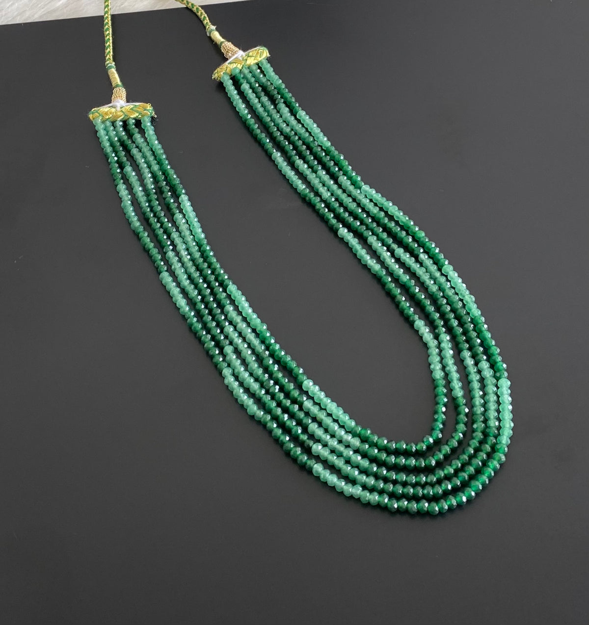 Green colour agates beaded layered necklace dj-54961