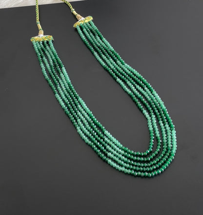 Green colour agates beaded layered necklace dj-54961