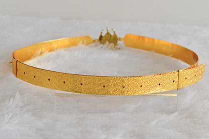 Gold tone pink-green-white kundan jadau moon mango waist band dj-52169