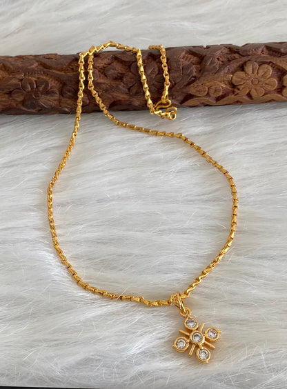 Gold tone 18 inches chain with white stone pendant dj-53860
