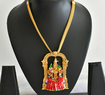 Matte-finish Red-green Meenakari big Ma Kamakshi pendant necklace dj-51815