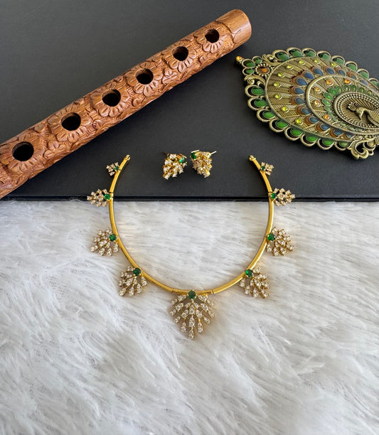 Matte finish cz white-green kanti necklace set dj-52116