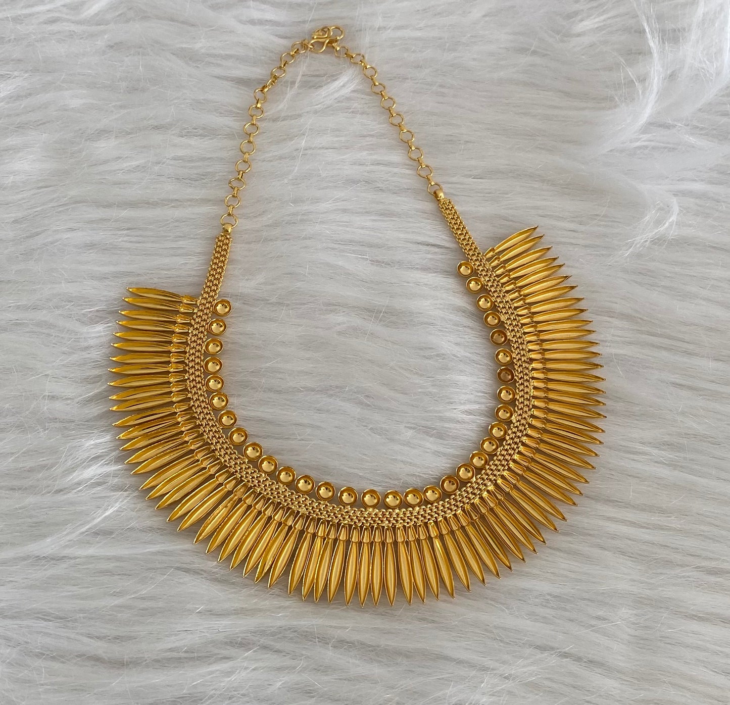 Gold tone kerala style mulla mottu necklace dj-54529