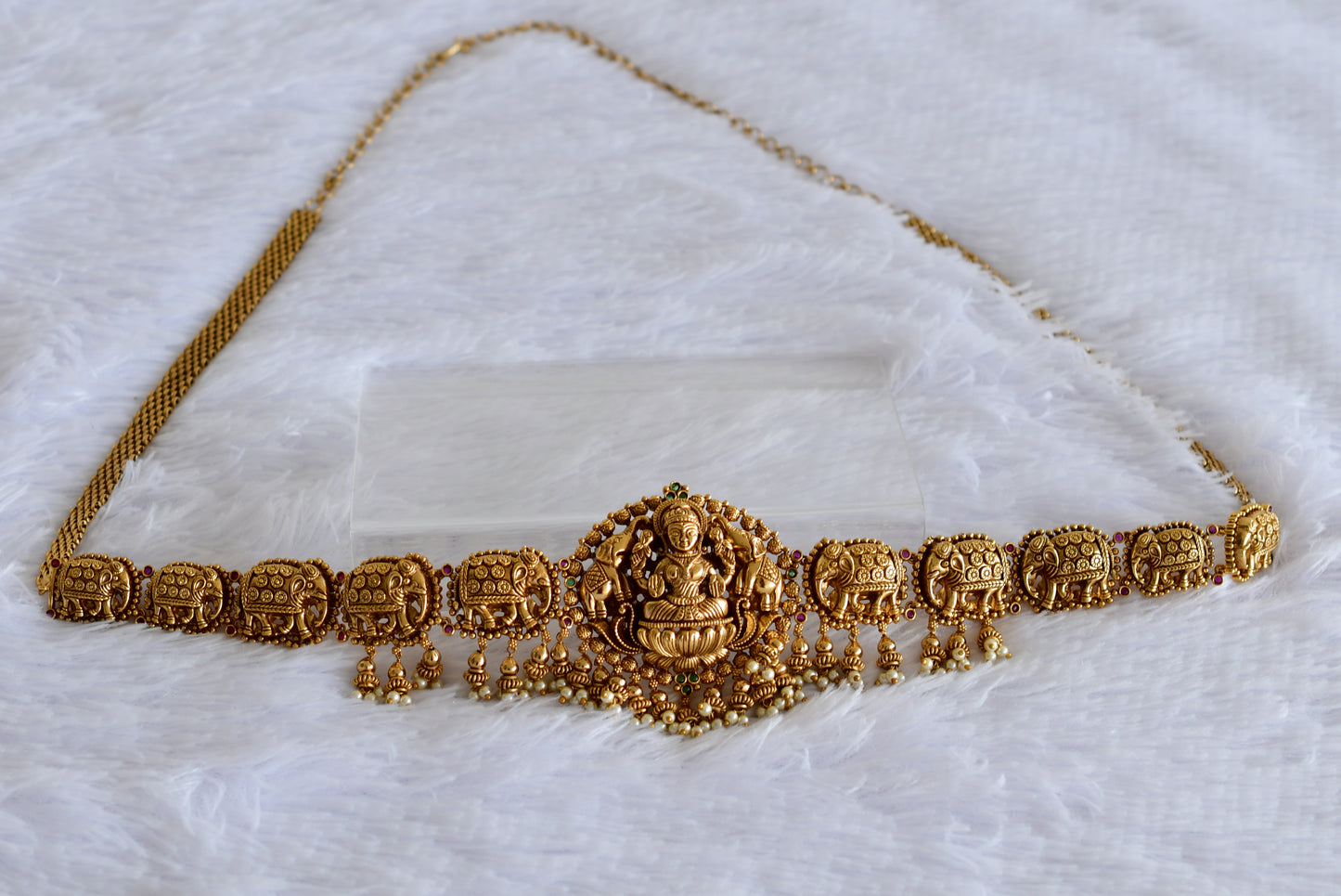 Antique gold tone kemp lakshmi elephant waist belt dj-52197