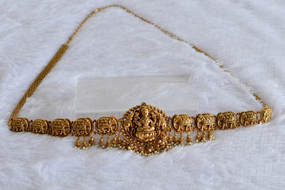 Antique gold tone kemp lakshmi elephant waist belt dj-52197
