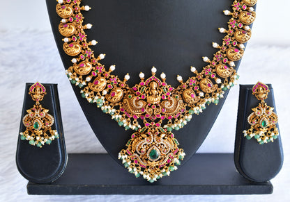 Gold look alike kundan jadau short haar set dj-53007
