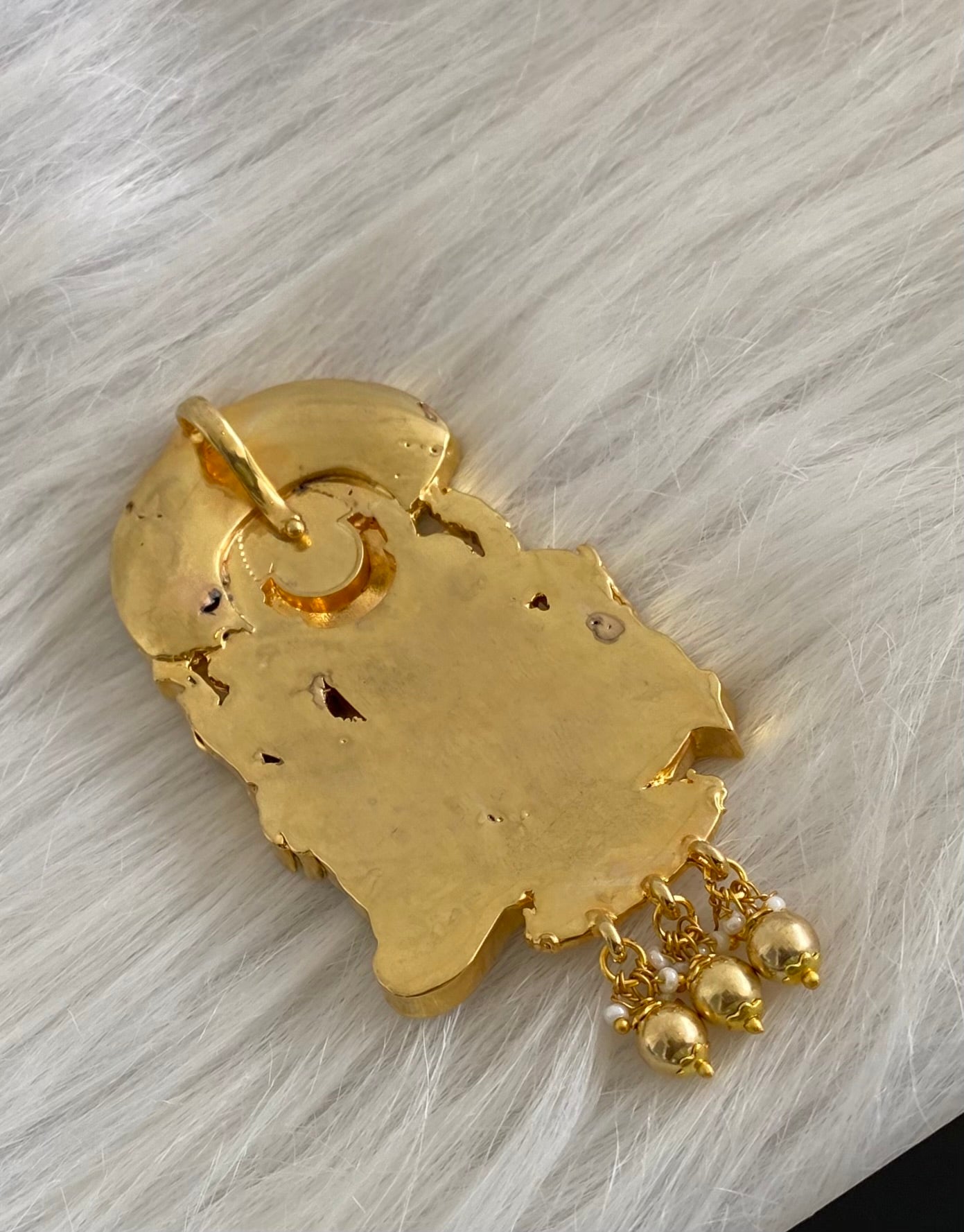 Gold tone Navarathna Narasimmha jadau pendant dj-53843