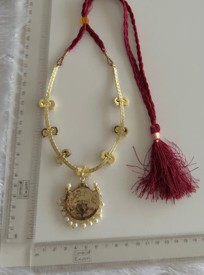 Gold tone precious kemp-green-white mango moon necklace dj-51453