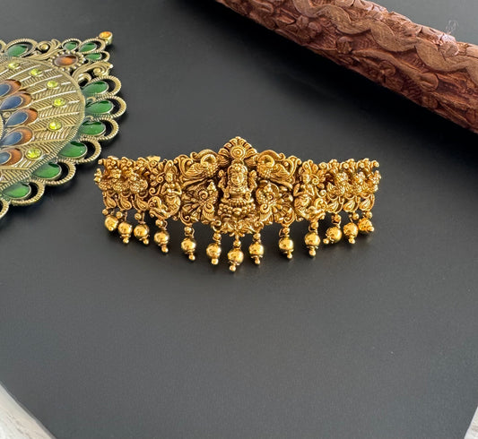 Antique gold tone lakshmi peacock hair clip dj-51345