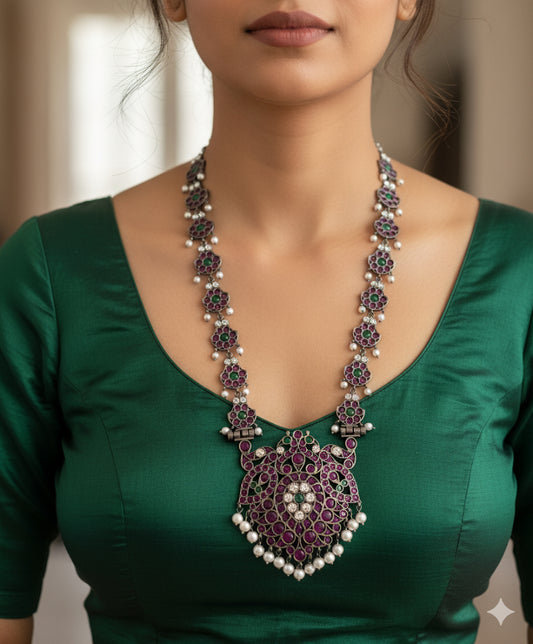 Black finish AD precious kemp pearl peacock haar Dj-52302