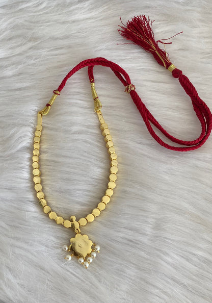 Gold tone AD blue stone attigai necklace dj-54602