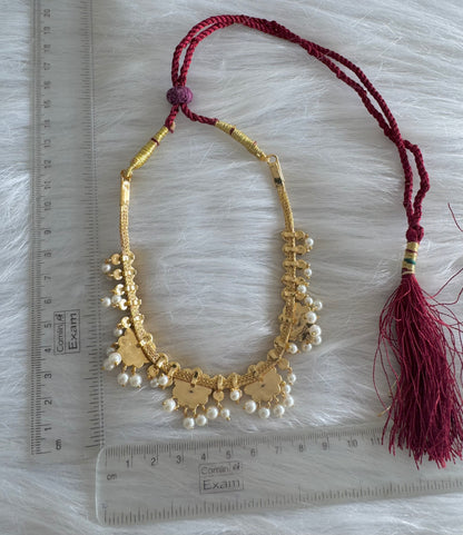 Gold tone precious kemp-green pearl flower necklace dj-51184