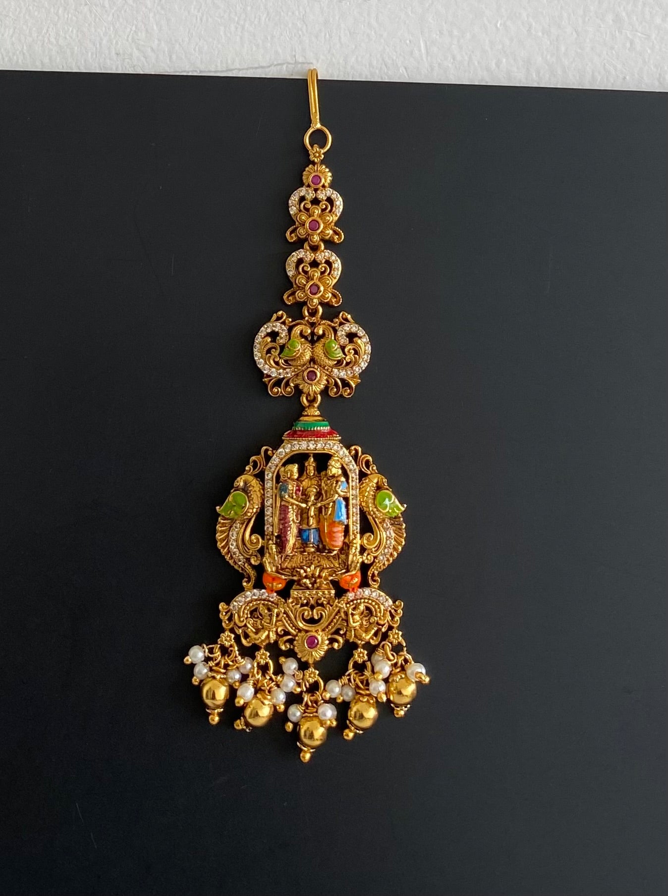 Matte finish srinivasa kalyana with meenakari work bridal set dj-53137