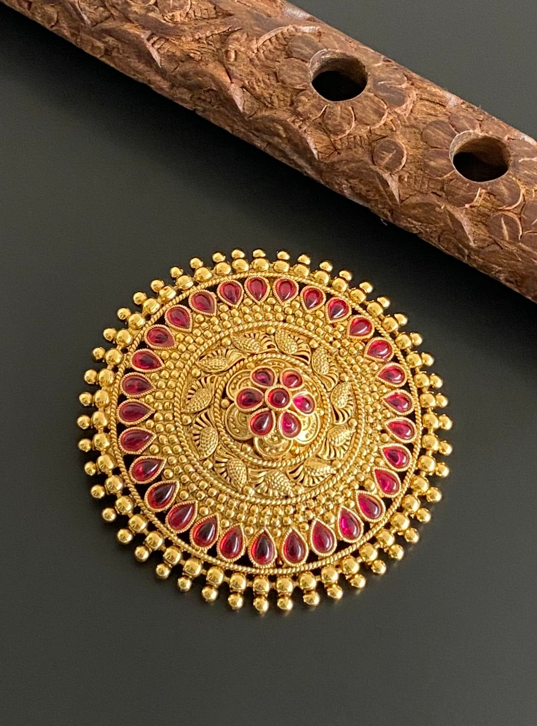 Antique gold tone kemp round hair jewel(rakodi)dj-53616