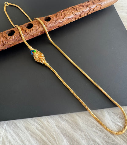 Gold tone 22 inches blue-green meenakari reversible peacock mugappu chain dj-51266