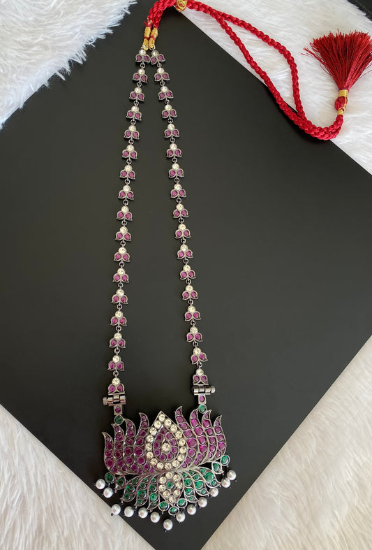 Black finish AD precious kemp-green-white pearl lotus haar Dj-53397