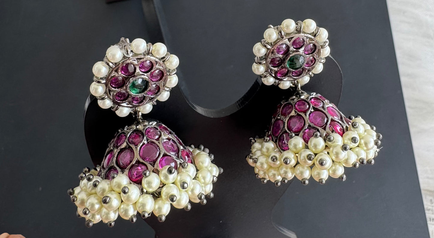 Black finish precious kemp pearl jhumkka dj51025