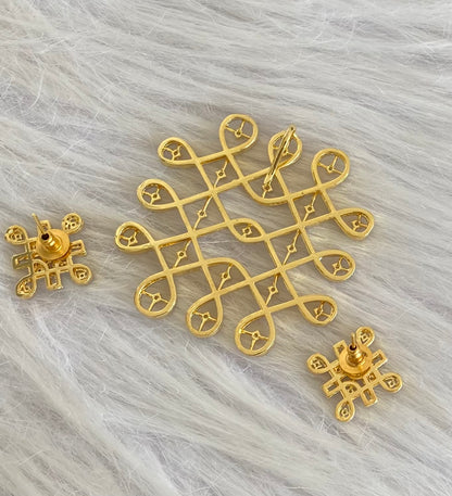 Two tone cz white rangoli pendant set dj-54127