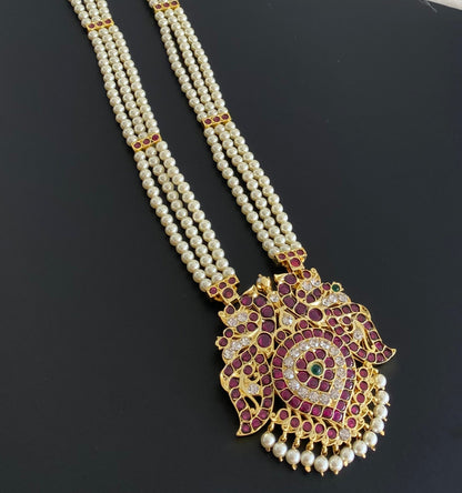 Gold tone precious kemp-green-white peacock pearl haar dj-54726