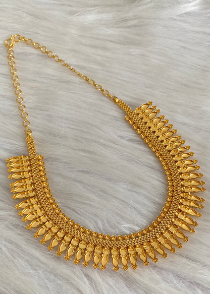 Gold tone kerala style pink stone lakshmi coin necklace dj-54135