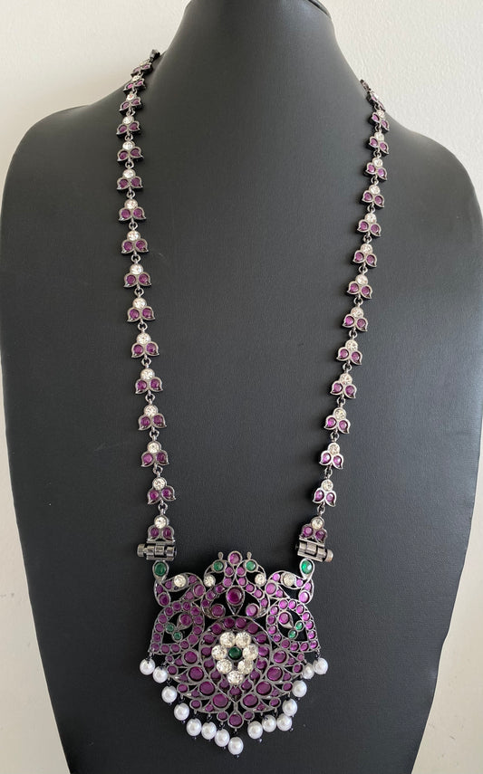 Black finish AD precious kemp-green-white pearl peacock haar Dj-53395